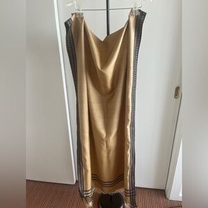 New Fabindia Handwoven 100% tussar silk handwoven shawl wrap stole beige & blue